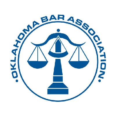 Oklahoma Bar Association logo featuring scales of justice in blue.